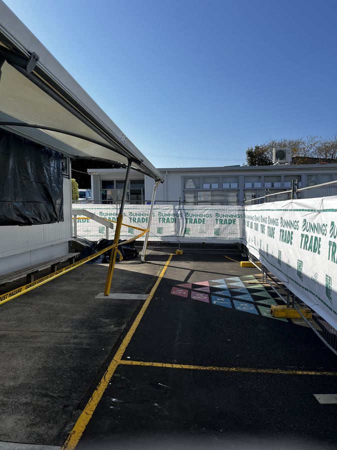 School building weatherproofed post-fire — APF remediation project management Auckland
